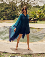 Load image into Gallery viewer, N.Peal Women&#39;s Ombre Cashmere Kaftan Dress Blue
