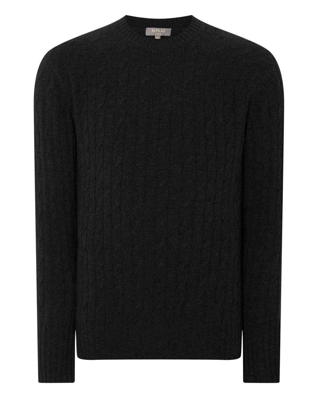 Men's The Thames Cable Round Neck in Black