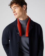 Load image into Gallery viewer, N.Peal Men&#39;s Two Tone Small Cashmere Scarf Navy Blue + Dark Amber Orange
