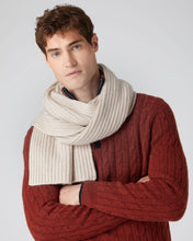 Load image into Gallery viewer, N.Peal Unisex Chunky Rib Cashmere Scarf Heather Beige Brown

