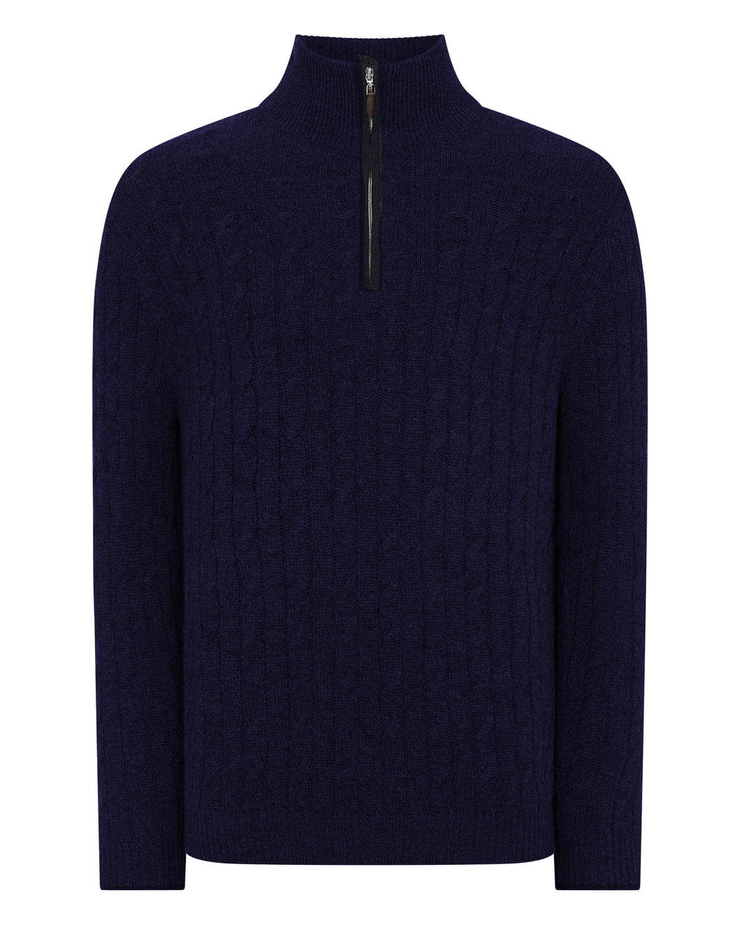 Men's Cable Half Zip Sweater in Navy