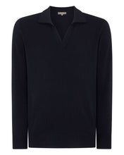 Load image into Gallery viewer, N.Peal Men&#39;s Cashmere Polo Jumper Navy Blue
