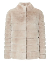 Load image into Gallery viewer, N.Peal Women&#39;s Rex Fur Ribbed Jacket Snow Grey
