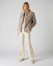 Load image into Gallery viewer, N.Peal Women&#39;s Rex Fur Ribbed Jacket Snow Grey

