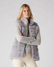 Load image into Gallery viewer, N.Peal Women&#39;s Rex Fur Ribbed Gilet Light Grey
