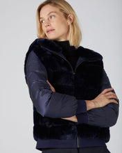 Load image into Gallery viewer, N.Peal Women&#39;s Detachable Sleeve Rex Jacket Navy Blue
