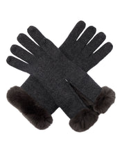 Load image into Gallery viewer, N.Peal Women&#39;s Fur And Cashmere Gloves Dark Charcoal Grey
