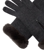 Load image into Gallery viewer, N.Peal Women&#39;s Fur And Cashmere Gloves Dark Charcoal Grey
