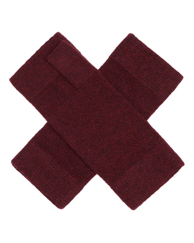 N.Peal Unisex Fingerless Cashmere Gloves Shiraz Melange Red