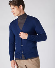 Load image into Gallery viewer, N.Peal Men&#39;s Fine Gauge Cashmere Cardigan French Blue
