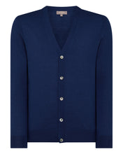 Load image into Gallery viewer, N.Peal Men&#39;s Fine Gauge Cashmere Cardigan French Blue
