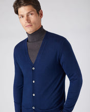 Load image into Gallery viewer, N.Peal Men&#39;s Fine Gauge Cashmere Cardigan French Blue
