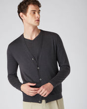 Load image into Gallery viewer, N.Peal Men&#39;s Fine Gauge Cashmere Cardigan Flint Grey
