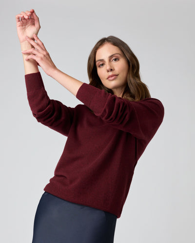 N.Peal The Oxford Round Neck Cashmere Jumper Shiraz Melange Red