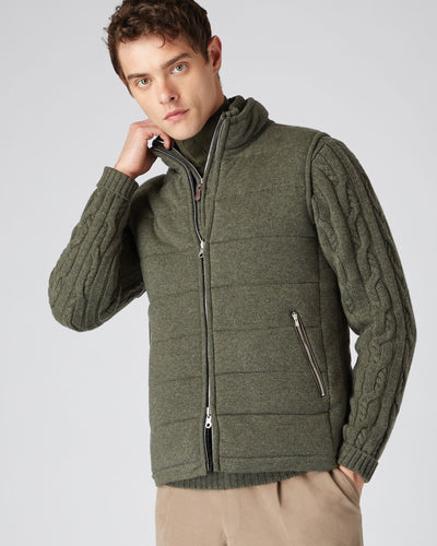 N.Peal Men's The Mall Quilted Cashmere Gilet Moss Green