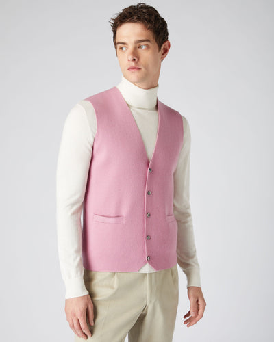 N.Peal Men's The Chelsea Milano Cashmere Waistcoat Burano Pink