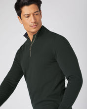 Load image into Gallery viewer, N.Peal Men&#39;s The Carnaby Half Zip Cashmere Jumper Dark Green
