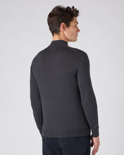 Load image into Gallery viewer, N.Peal Men&#39;s Fine Gauge Cashmere Mock Turtle Neck Jumper Flint Grey
