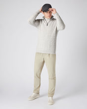 Load image into Gallery viewer, N.Peal Men&#39;s Cable Half Zip Cashmere Jumper Pebble Grey
