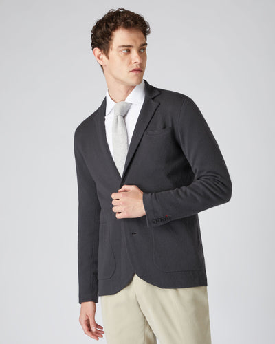 N.Peal Men's Fine Gauge Cashmere Milano Jacket Flint Grey