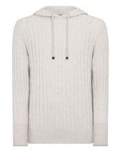 Load image into Gallery viewer, N.Peal Men&#39;s Cable Cashmere Hoodie Pebble Grey
