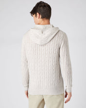 Load image into Gallery viewer, N.Peal Men&#39;s Cable Cashmere Hoodie Pebble Grey
