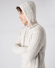 Load image into Gallery viewer, N.Peal Men&#39;s Cable Cashmere Hoodie Pebble Grey
