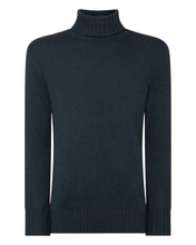 Load image into Gallery viewer, N.Peal Men&#39;s Chunky Roll Neck Cashmere Jumper Grigio Blue
