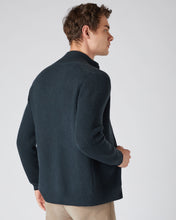 Load image into Gallery viewer, N.Peal Men&#39;s Ribbed Zip Through Cashmere Cardigan Grigio Blue
