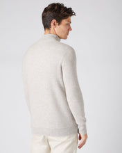 Load image into Gallery viewer, N.Peal Men&#39;s Two Tone Rib Half Zip Cashmere Jumper Sand Brown
