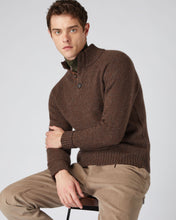 Load image into Gallery viewer, N.Peal Men&#39;s Raglan Marl Cashmere Jumper Espresso Brown Marl
