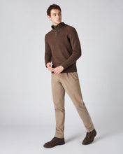 Load image into Gallery viewer, N.Peal Men&#39;s Raglan Marl Cashmere Jumper Espresso Brown Marl
