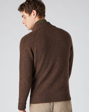 Load image into Gallery viewer, N.Peal Men&#39;s Raglan Marl Cashmere Jumper Espresso Brown Marl
