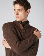 Load image into Gallery viewer, N.Peal Men&#39;s Raglan Marl Cashmere Jumper Espresso Brown Marl
