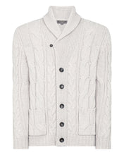 Load image into Gallery viewer, N.Peal Men&#39;s Chunky Cable Cashmere Cardigan Pebble Grey
