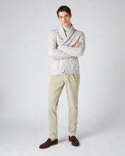 Load image into Gallery viewer, N.Peal Men&#39;s Chunky Cable Cashmere Cardigan Pebble Grey
