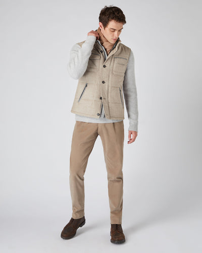 N.Peal Men's Rib Sleeve Woven Jacket Light Brown