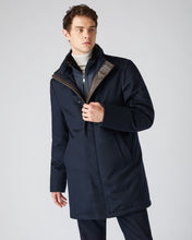 Load image into Gallery viewer, N.Peal Men&#39;s Fur Trim Woven Parka Navy Blue PRE-ORDER
