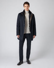 Load image into Gallery viewer, N.Peal Men&#39;s Fur Trim Woven Parka Navy Blue PRE-ORDER
