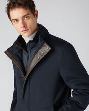 Load image into Gallery viewer, N.Peal Men&#39;s Fur Trim Woven Parka Navy Blue PRE-ORDER
