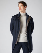 Load image into Gallery viewer, N.Peal Men&#39;s Fur Trim Woven Parka Navy Blue PRE-ORDER
