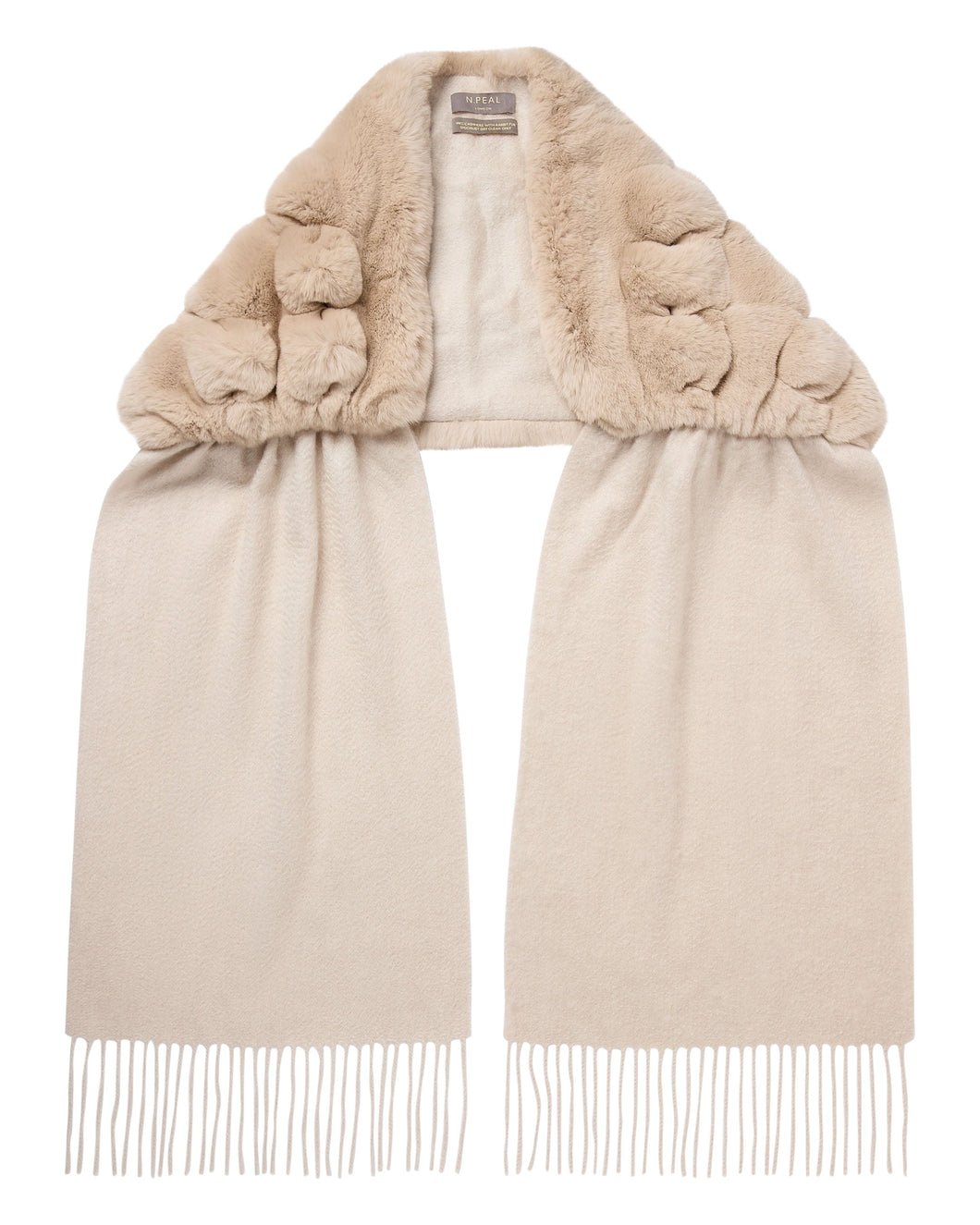 N.Peal Women's Rabbit Fur Scarf Ecru White