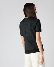 Load image into Gallery viewer, N.Peal Women&#39;s Round Neck Cashmere T Shirt With Lurex Black Sparkle
