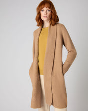 Load image into Gallery viewer, N.Peal Women&#39;s Vertical Rib Placket Cashmere Cardigan Sahara Brown
