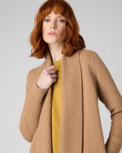 Load image into Gallery viewer, N.Peal Women&#39;s Vertical Rib Placket Cashmere Cardigan Sahara Brown
