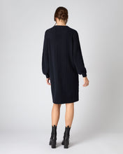 Load image into Gallery viewer, N.Peal Women&#39;s Crew Neck Cable Cashmere Dress Navy Blue
