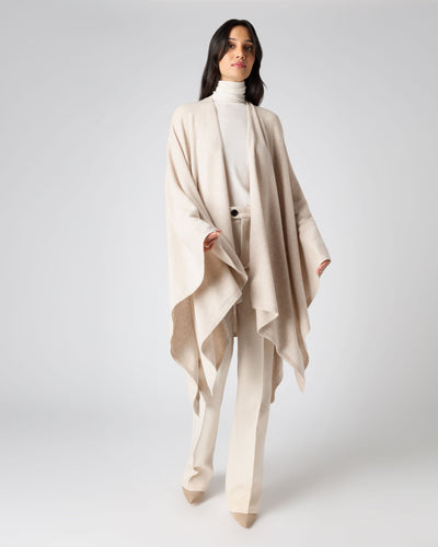 N.Peal Women's Cashmere Knitted Cape Heather Beige Brown