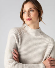 Load image into Gallery viewer, N.Peal Women&#39;s Fisherman Rib Funnel Cashmere Jumper Pebble Grey
