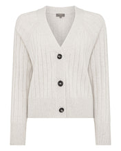 Load image into Gallery viewer, N.Peal Women&#39;s Wide Rib Cashmere Cardigan Pebble Grey
