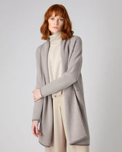 Load image into Gallery viewer, N.Peal Women&#39;s Herringbone Long Cashmere Cardigan Taupe Brown
